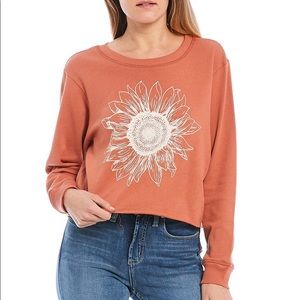 Originality Sunflower Graphic Crop Sweatshirt